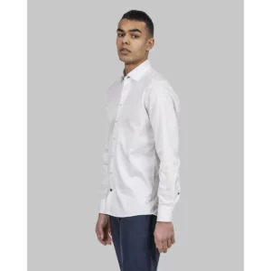 Camisa hombre J. HARVEST & FROST RB122 TWILL REGULAR 2912201, Blanco, vista lateral con modelo