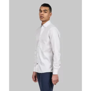 Camisa hombre J. HARVEST & FROST RB122 TWILL SLIM 2912202, Blanco, con modelo, vista lateral de tres cuartos