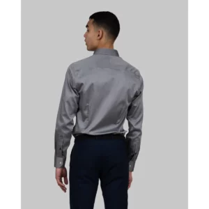 Camisa hombre J. HARVEST & FROST RB122 TWILL SLIM 2912202, Gris, con modelo, vista posterior de tres cuartos