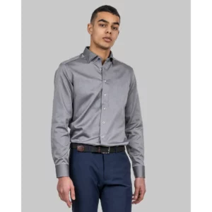 Camisa hombre J. HARVEST & FROST RB122 TWILL SLIM 2912202, Gris, con modelo, vista frontal