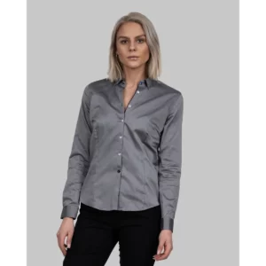 Camisa mujer J. HARVEST & FROST RB122 TWILL WOMAN 2912203, Gris, con modelo, vista frontal