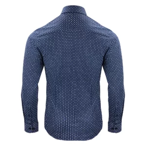 Camisa J. HARVEST & FROST IB131 PIQUE KNIT REGULAR 2913101, Azul print, vista posterior