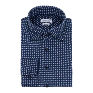 Camisa J. HARVEST & FROST IB131 PIQUE KNIT REGULAR 2913101, presentación plegada y detalle del cuello