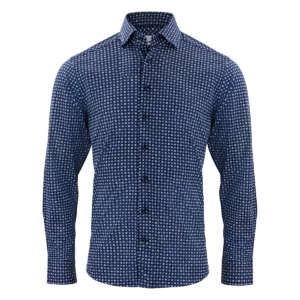 Camisa J. HARVEST & FROST IB131 PIQUE KNIT REGULAR 2913101, Azul print, vista frontal