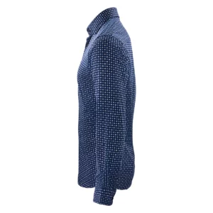 Camisa J. HARVEST & FROST IB131 PIQUE KNIT REGULAR 2913101, Azul print, lateral izquierdo