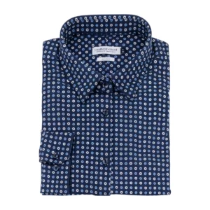 Camisa mujer J. HARVEST & FROST IB131 PIQUE KNIT 2913103, presentación plegada y detalle del cuello