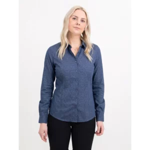 Camisa mujer J. HARVEST & FROST PB143 TWILL WOMAN 2914303, Indigo paisley, vista frontal con modelo