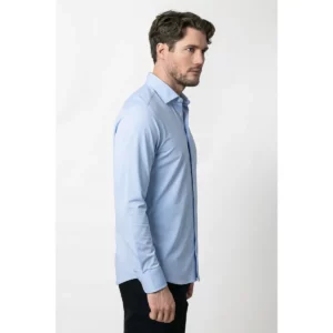 Camisa J. HARVEST & FROST PB147 STRETCH TAILORED 2914700, Sky blue, vista lateral con modelo