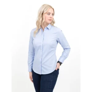 Camisa mujer J. HARVEST & FROST YB150 TWILL CONTEMP. 2915005, Sky blue, vista frontal con modelo