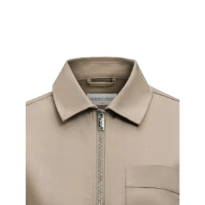 Sobrecamisa mujer J. HARVEST & FROST MODERN ZIP 2962203, Nogal, detalle del cuello y cremallera
