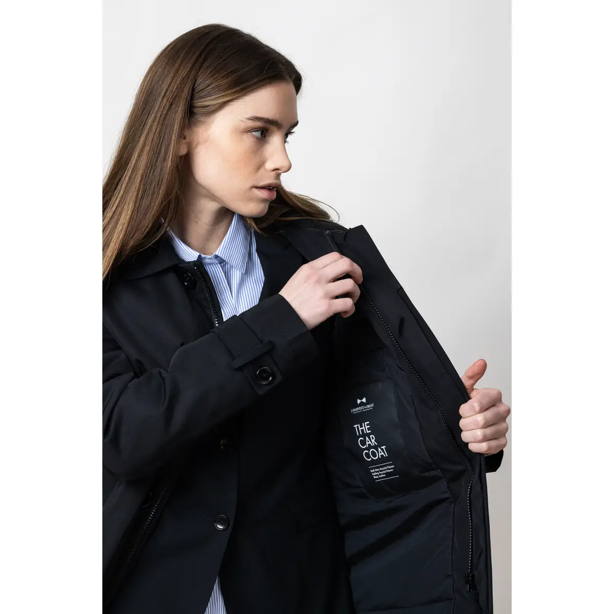 Chaqueta mujer J. HARVEST & FROST THE CAR COAT 2990303 6 Chaqueta mujer J. HARVEST & FROST THE CAR COAT 2990303, Negro, con modelo, detalle del interior