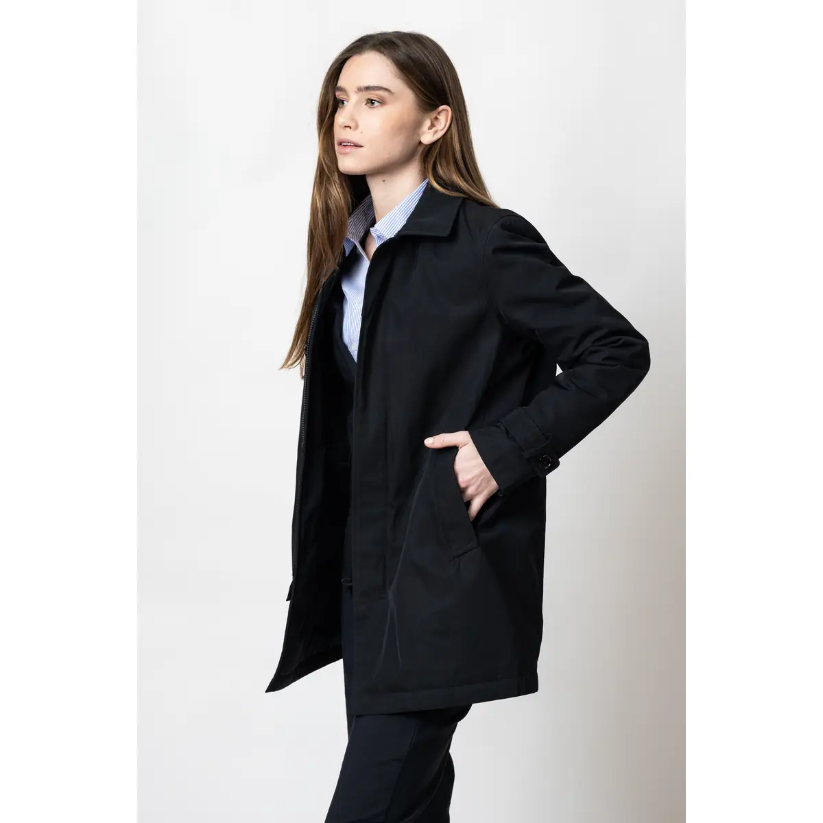 Chaqueta mujer J. HARVEST & FROST THE CAR COAT 2990303 2 Chaqueta mujer J. HARVEST & FROST THE CAR COAT 2990303, Negro, con modelo, vista lateral