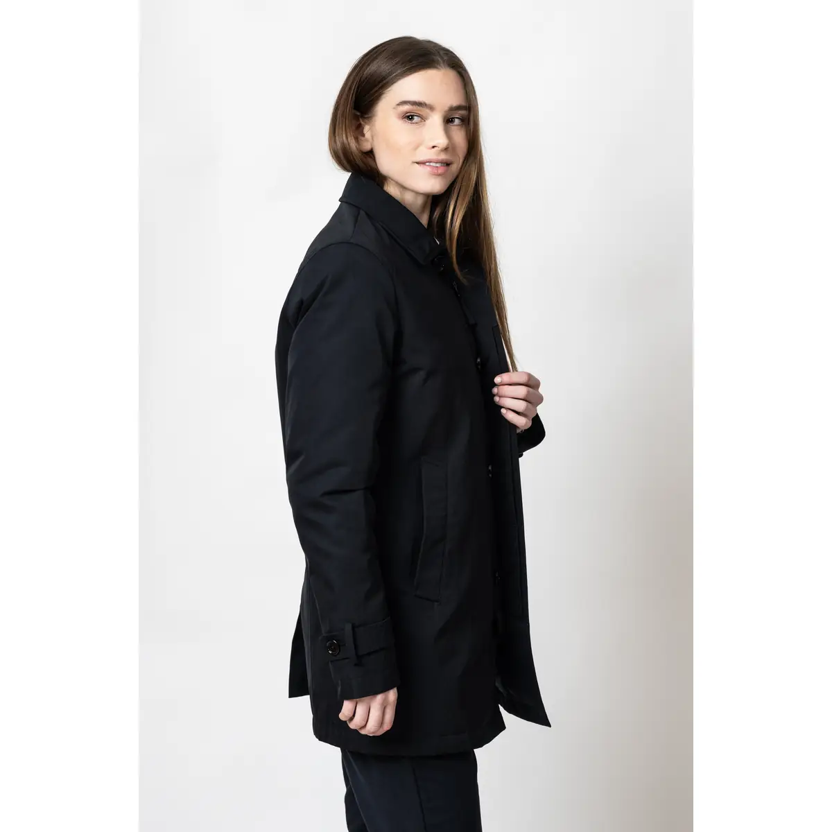 Chaqueta mujer J. HARVEST & FROST THE CAR COAT 2990303 5 Chaqueta mujer J. HARVEST & FROST THE CAR COAT 2990303, Negro, con modelo, vista lateral