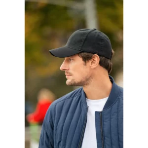 Chaqueta acolchada James Harvest Scarsdale Jacket 2111053, Marino, detalle de cuello con modelo