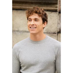 Jersey de hombre James Harvest Ashland Casual 2112516, Gris marengo, con modelo en exterior, detalle frontal