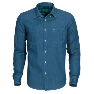 Camisa hombre JAMES HARVEST JUPITER 2113035, Azul tejano, vista frontal