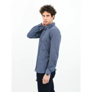 Camisa de hombre James Harvest Burlingham 2113038, Marino, con modelo, lateral izquierdo