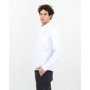 Camisa de hombre James Harvest Allen Oxford 2113042, Blanco, con modelo, lateral izquierdo