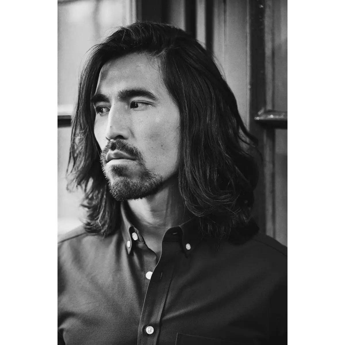 Camisa de hombre JAMES HARVEST ALLEN OXFORD 2113042 17 Camisa de hombre James Harvest Allen Oxford 2113042, con modelo, retrato en blanco y negro