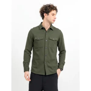 Sobrecamisa James Harvest Hicksville Overshirt 2113044, Pine green, con modelo, vista frontal