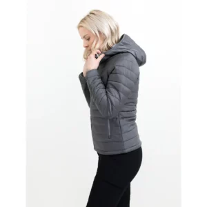 Chaqueta acolchada de mujer James Harvest Meadows Woman 2121052, Gris acero, con modelo, lateral izquierdo