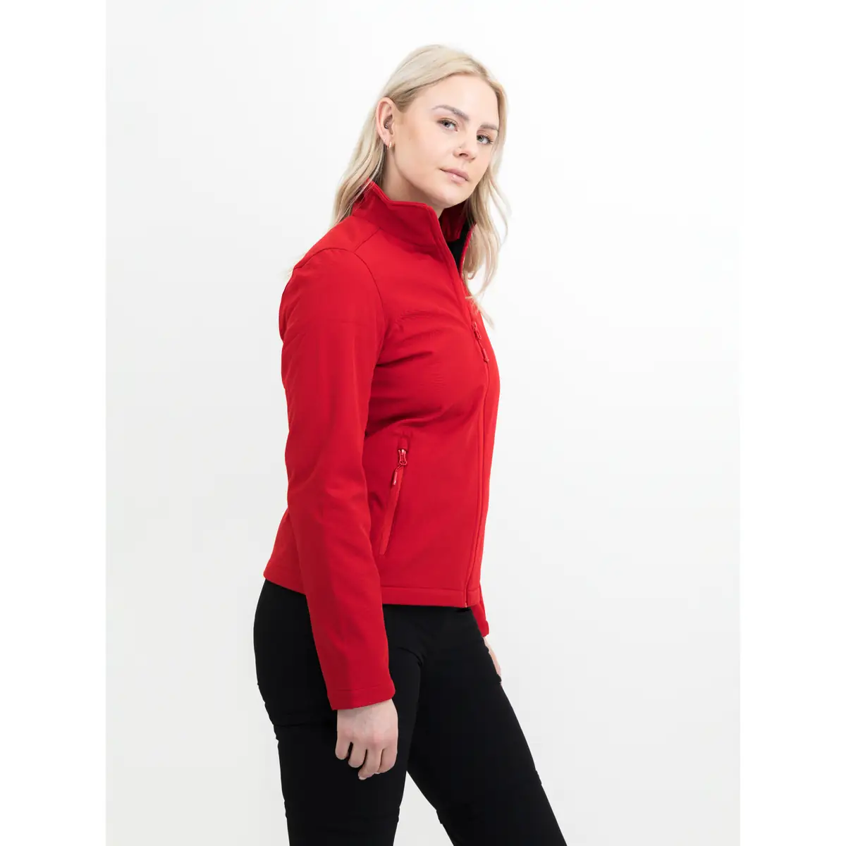 Chaqueta softshell mujer JAMES HARVEST VALLEY 2121054 24 Chaqueta de mujer James Harvest Valley Woman 2121054, Rojo, con modelo, lateral derecho