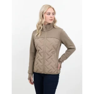 Chaqueta de mujer James Harvest Montana Hybrid Motion 2121060, Nogal, con modelo, vista de tres cuartos