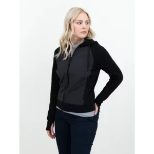 Sudadera de mujer James Harvest Keyport 2122044, Negro, con modelo, lateral izquierdo