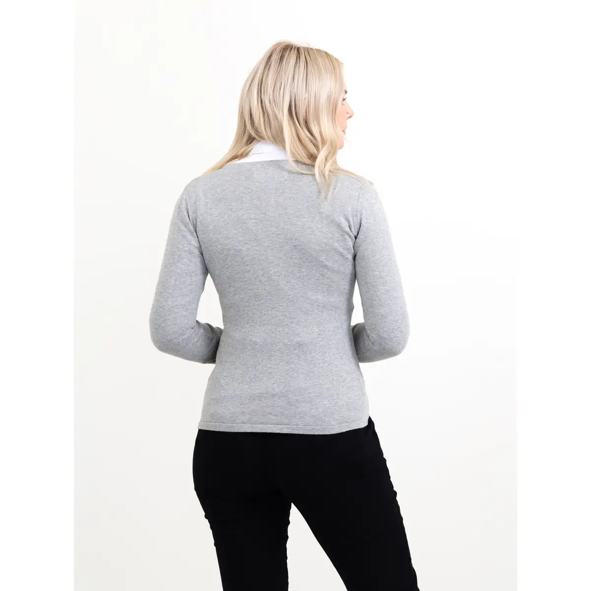 Cárdigan JAMES HARVEST ASHLAND CARDIGAN WOMAN 2122511 15 Cárdigan de mujer James Harvest Ashland Cardigan Woman 2122511, Grey melange, con modelo, vista posterior