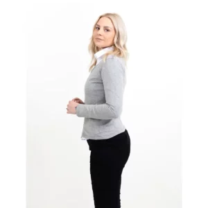 Cárdigan de mujer James Harvest Ashland Cardigan Woman 2122511, Grey melange, con modelo, lateral izquierdo