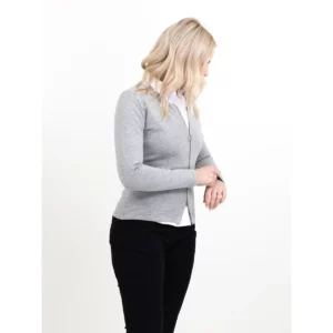 Cárdigan de mujer James Harvest Ashland Cardigan Woman 2122511, Grey melange, con modelo, lateral derecho