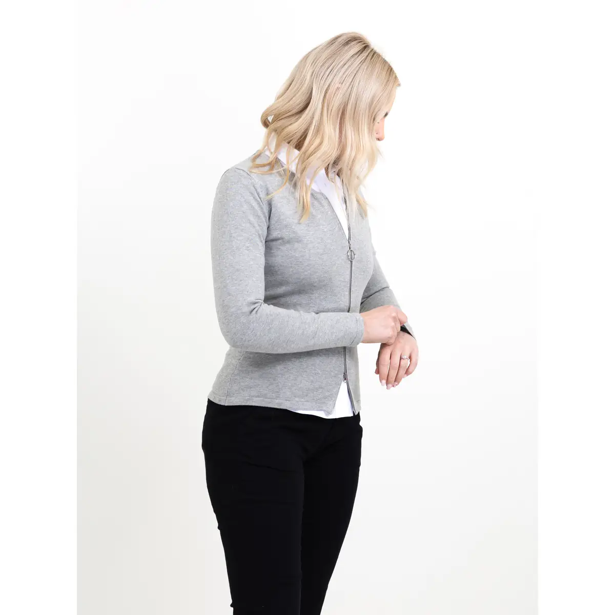 Cárdigan JAMES HARVEST ASHLAND CARDIGAN WOMAN 2122511 14 Cárdigan de mujer James Harvest Ashland Cardigan Woman 2122511, Grey melange, con modelo, lateral derecho