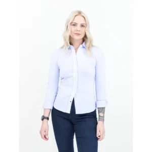 Camisa de mujer James Harvest Burlingham Woman 2123028, Azul claro, con modelo, vista frontal