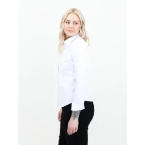 Camisa de mujer James Harvest Acton Woman 2123031, Blanco, con modelo, lateral izquierdo