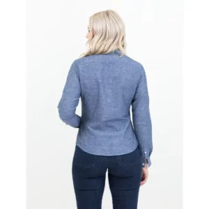 Camisa de mujer James Harvest Townsend Woman 2123032, Marino, con modelo, vista posterior