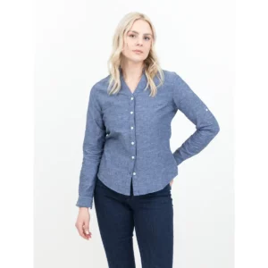 Camisa de mujer James Harvest Townsend Woman 2123032, Marino, con modelo, vista frontal