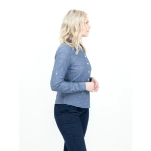 Camisa de mujer James Harvest Townsend Woman 2123032, Marino, con modelo, lateral derecho