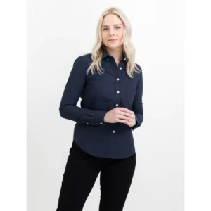 Camisa de mujer James Harvest Allen Oxford Woman 2123033, Marino, con modelo, vista frontal