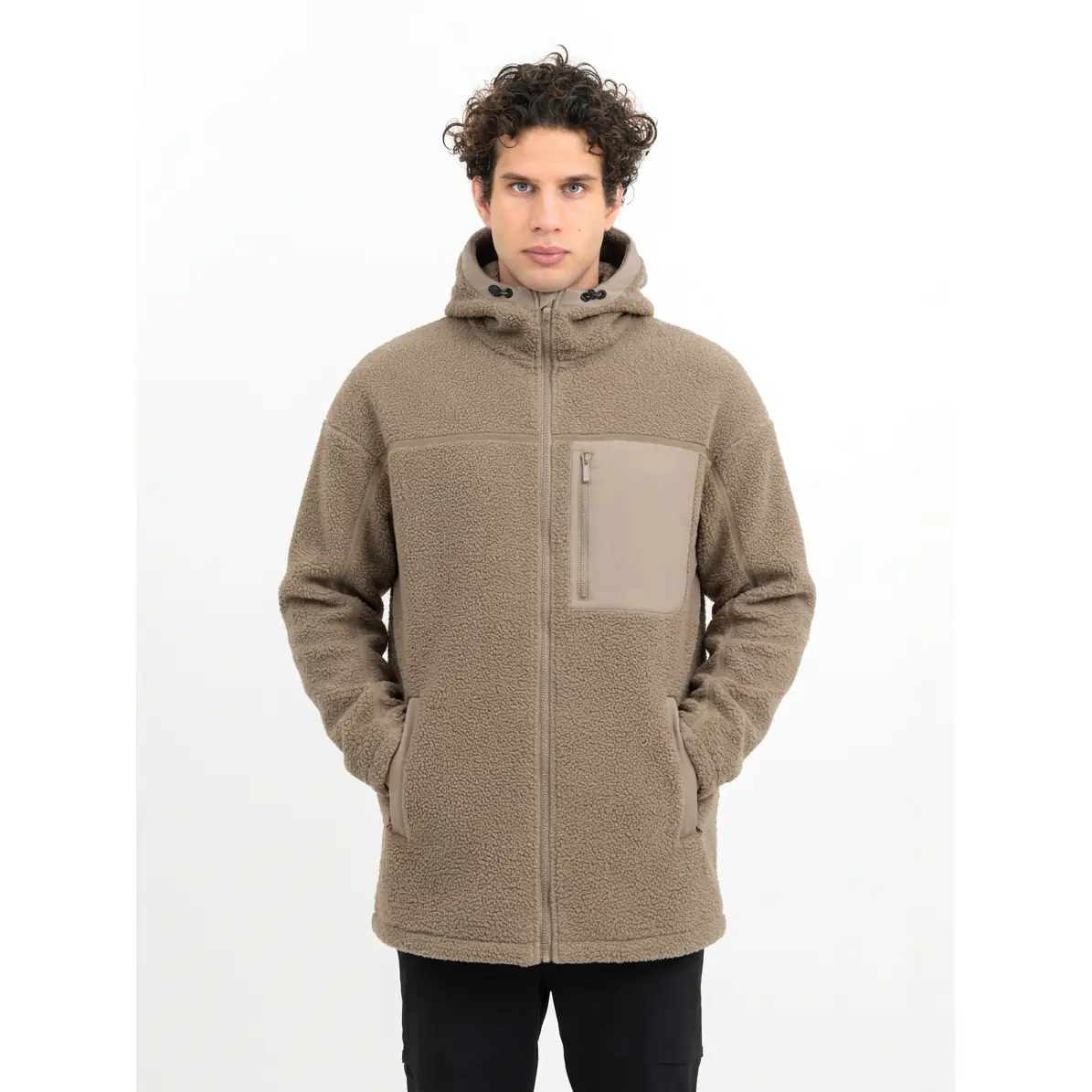 Forro polar hombre JAMES HARVEST MONTANA PILE 2131505 1 Forro polar de hombre James Harvest Montana Pile 2131505, Nogal, con modelo, vista frontal