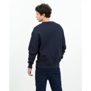 Sudadera unisex JAMES HARVEST HOPEDALE CREWNECK 2132028, Marino, con modelo, vista posterior