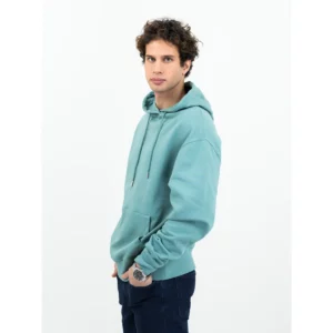 Sudadera unisex JAMES HARVEST HOPEDALE HOODIE 2132029, Aloe green, con modelo, vista lateral
