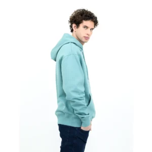 Sudadera unisex JAMES HARVEST HOPEDALE HOODIE 2132029, Aloe green, con modelo, vista lateral