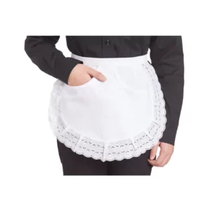 Delantal de cintura Leiber 02/70 blanco, puesto en una persona