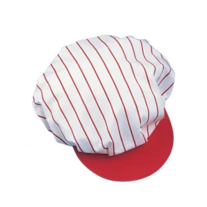 Gorra de cocina Leiber 02/829 rojo/blanco, vista de la gorra a rayas rojas con visera roja
