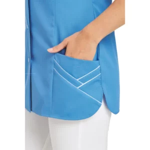 Casaca sin mangas de mujer Leiber 04/1247 azul Caribe, detalle de bolsillo y bajo