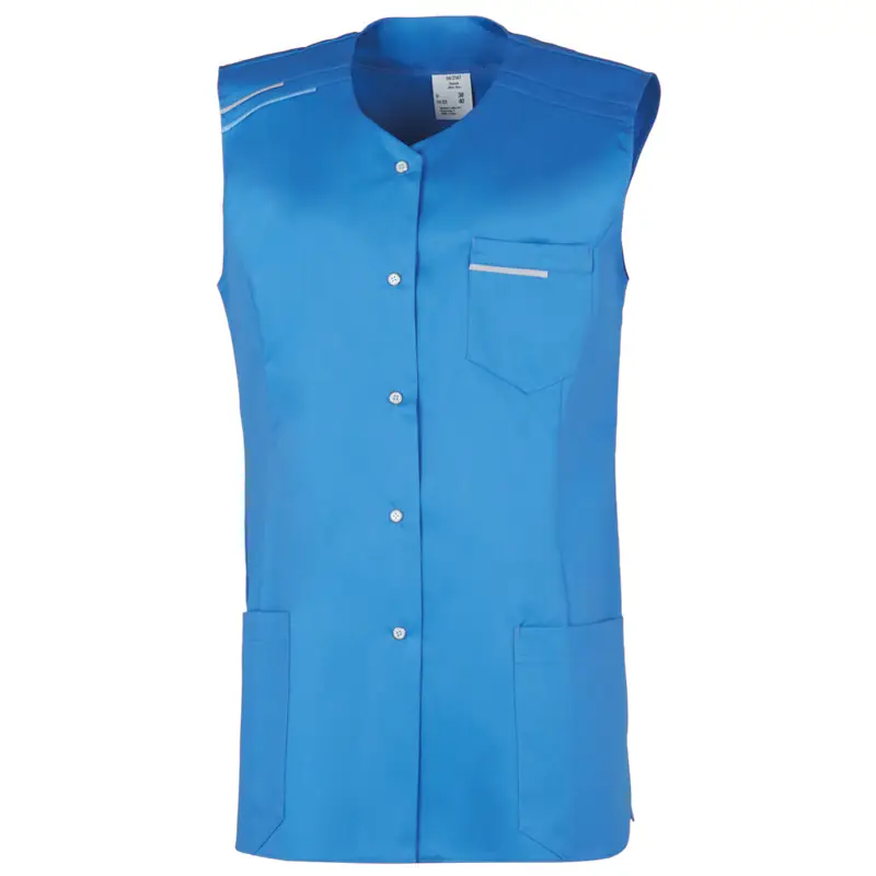 Casaca sin mangas de mujer Leiber 04/2147 3 Casaca sin mangas de mujer Leiber 04/2147 azul Caribe, vista frontal de la prenda