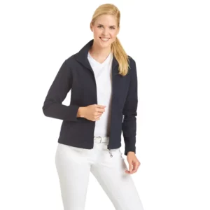Chaqueta de felpa de mujer Leiber 08/1059 azul marino, puesta en modelo, vista frontal