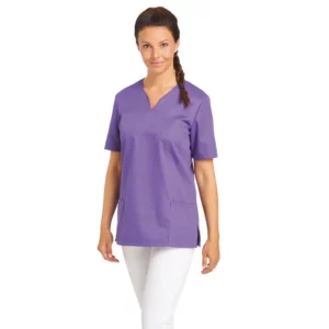 Casaca Leiber 08/1249 morado, vista frontal puesta en modelo