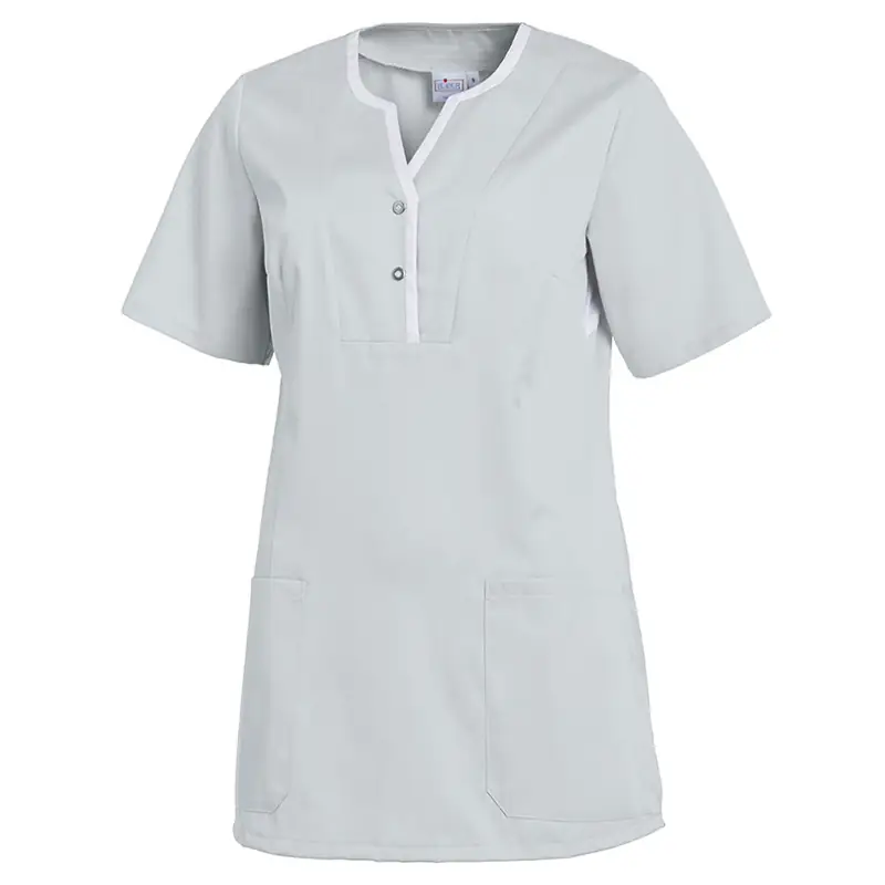 Casaca de mujer Leiber 08/1335 2 Casaca Leiber 08/1335 gris plata/blanco, vista frontal de la prenda
