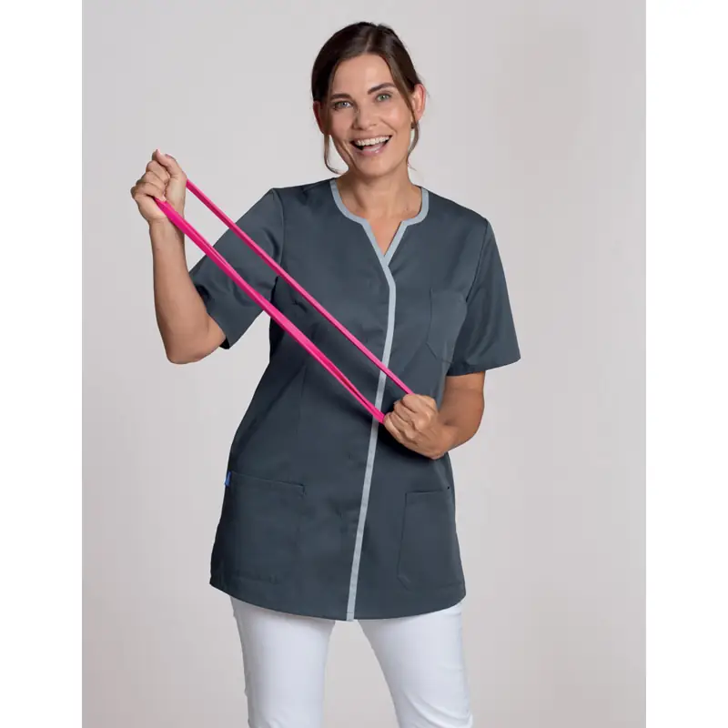 Casaca de mujer Leiber 08/1337 1 Casaca Leiber 08/1337 antracita/gris plata, vista frontal puesta en modelo